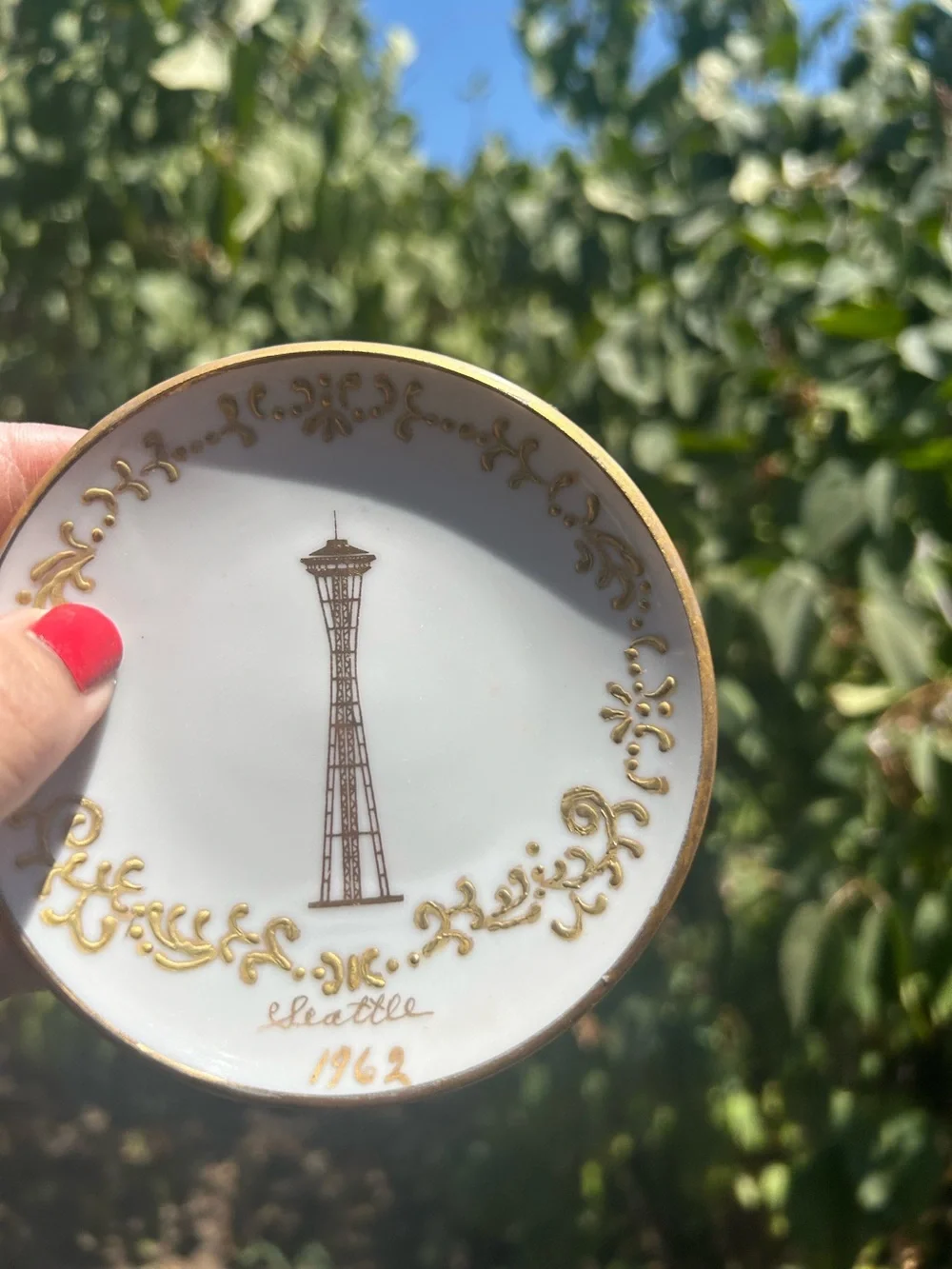 Vintage Seattle Space Needle Decorative Trinket Dish mini wall dish art